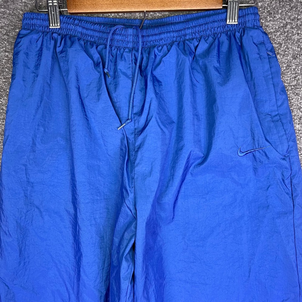VTG 90s Nike Track Pants Womens L Blue Nylon Windbreaker Athletic Jogger Retro - Picture 8 of 13